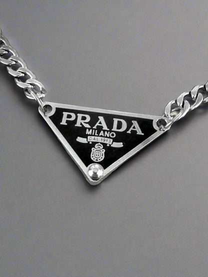 Repurposed Prada Triangle Necklace - Honeypot