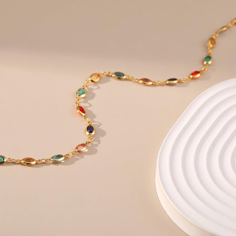 18K Plated Stained Glass Collarbone Chain - Honeypot