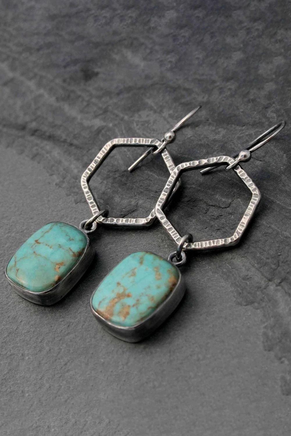 Turquoise Dupe Geometric Drop Earrings - Honeypot