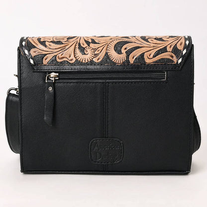 ADBG1494 Mini Black Tooled Leather Crossbody - Western Handmade Bag by American Darling