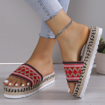 Geometric Weave Platform Sandals - Honeypot