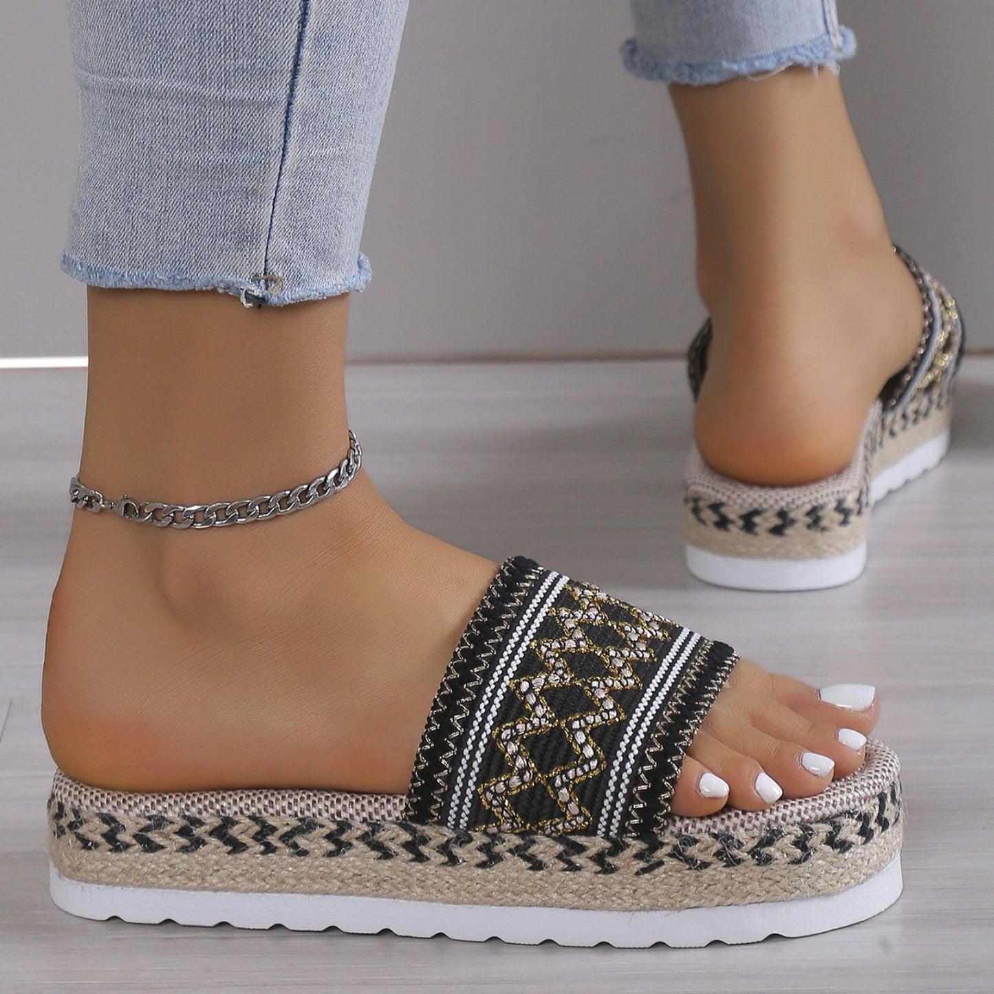 Geometric Weave Platform Sandals - Honeypot