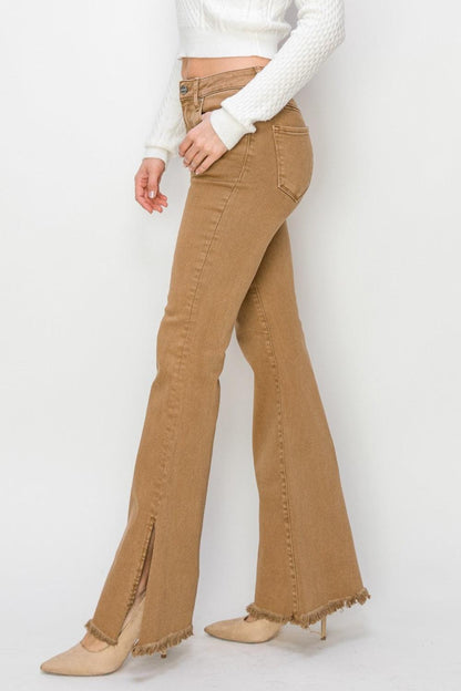 RISEN Bailey Full Size High Waist Side Slit Flare Jeans // Honeypot: New + Vintage High Quality Western Wear