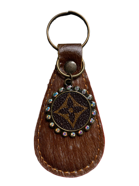 Longhorn Cowhide Upcycled LV Keychain // Honeypot: New + Vintage High Quality Western Wear