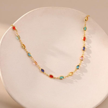 18K Plated Stained Glass Collarbone Chain - Honeypot