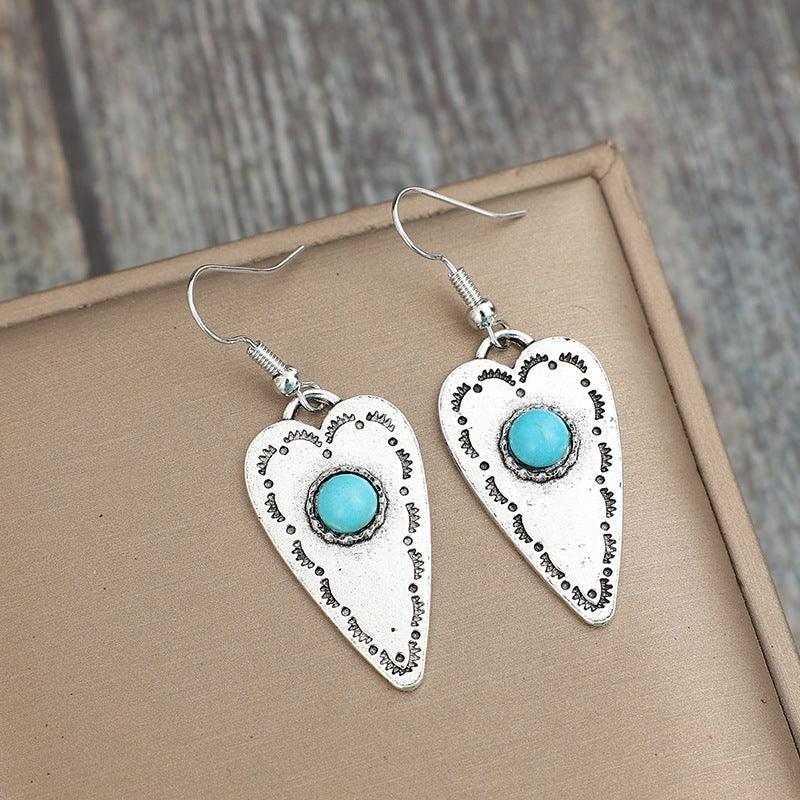 Turquoise Heart Dangle Earrings - Honeypot