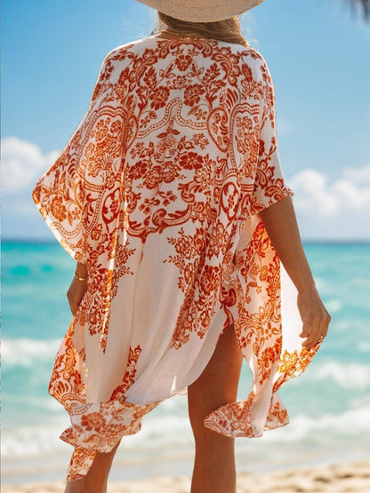 Printed Open Front Cover-Up - Honeypot