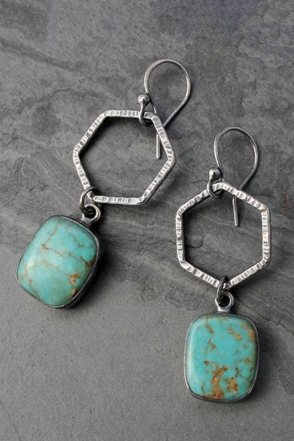 Turquoise Dupe Geometric Drop Earrings - Honeypot