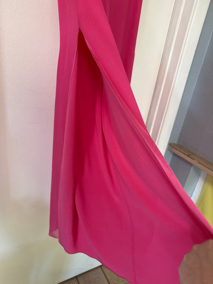 Hot Pink Silk Chiffon Palazzo Pants // St. John, 2