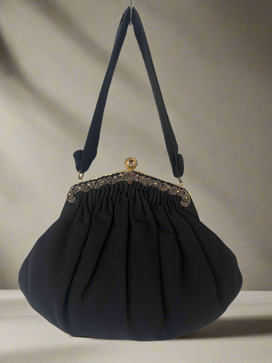 40's Jeweled Silk Faille Evening Bag // Guild Creations