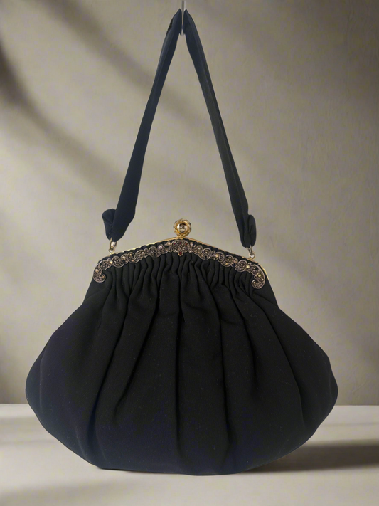 40's Jeweled Silk Faille Evening Bag // Guild Creations