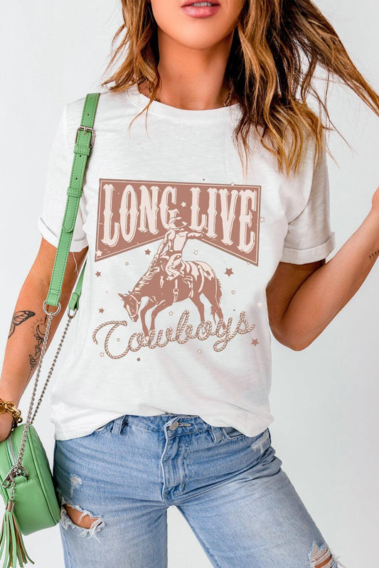 Cowboy Graphic Round Neck Short Sleeve T-Shirt // Honeypot: New + Vintage High Quality Western Wear