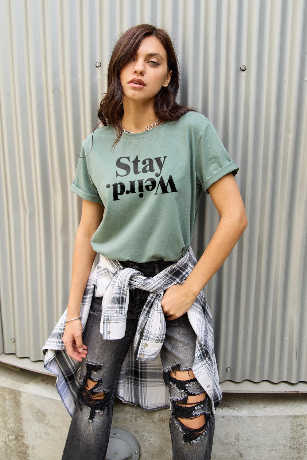 Simply Love Full Size STAY WEIRD Short Sleeve T-Shirt - Honeypot