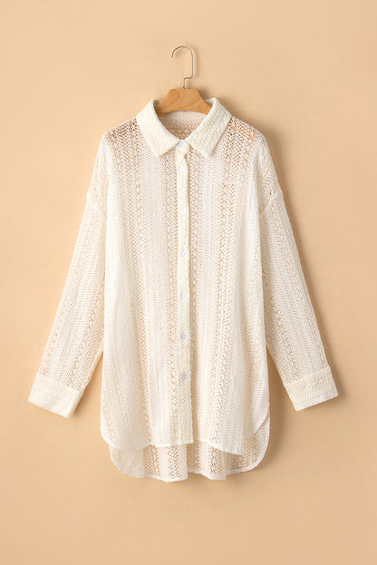 Crochet Collared Oversized Shirt