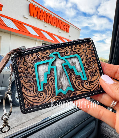 Thunderbird Cowhide Leather Keychain Wallet - Honeypot