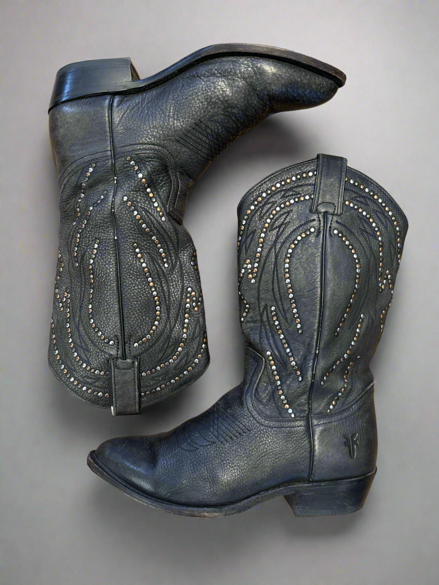 "Billy" Studded Western Boots // Frye, 9