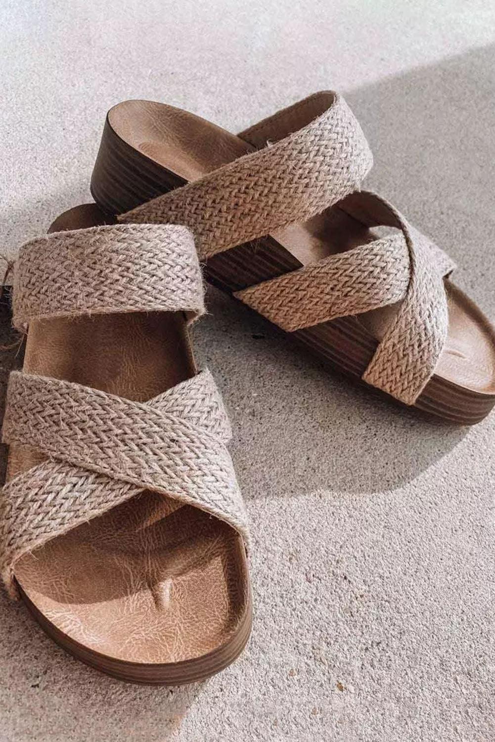 Woven Cross Criss Hollowed Slip-Ons - Honeypot