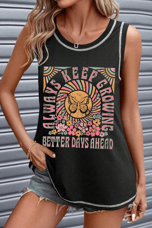 Graphic Round Neck Tank - Honeypot