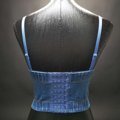 Denim + Diamonds Cropped Corset Top - Honeypot