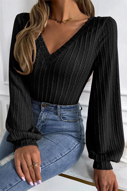 Black V-Neck Lantern Sleeve Top // Honeypot: New + Vintage High Quality Western Wear