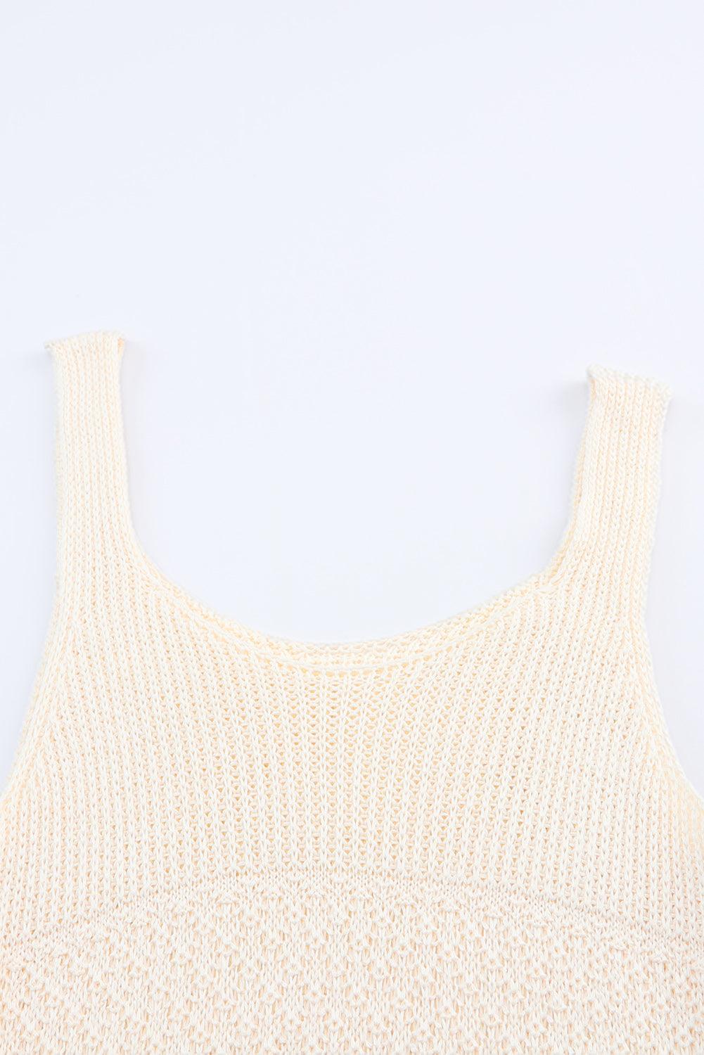 Full Size Ruffled Openwork Wide Strap Tank - Honeypot