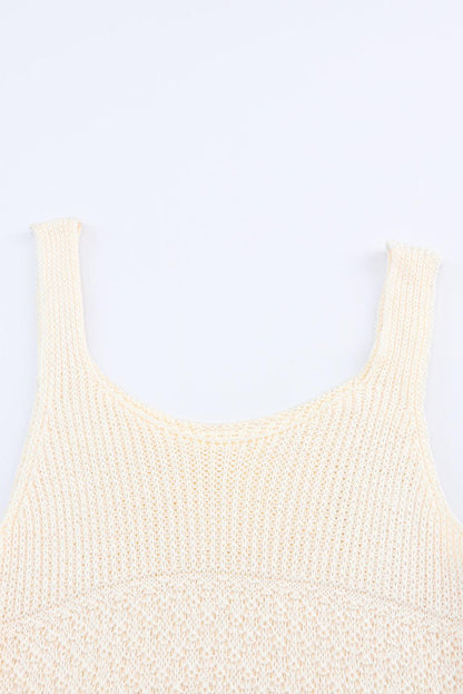 Full Size Ruffled Openwork Wide Strap Tank - Honeypot