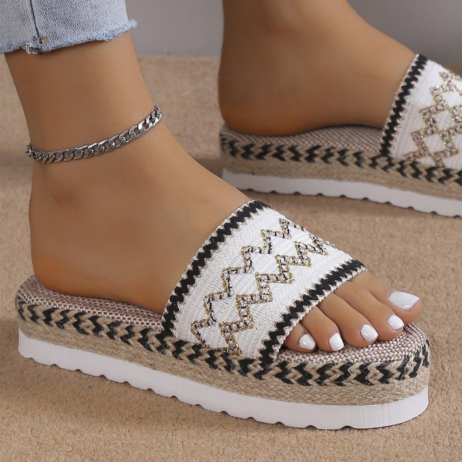 Geometric Weave Platform Sandals - Honeypot