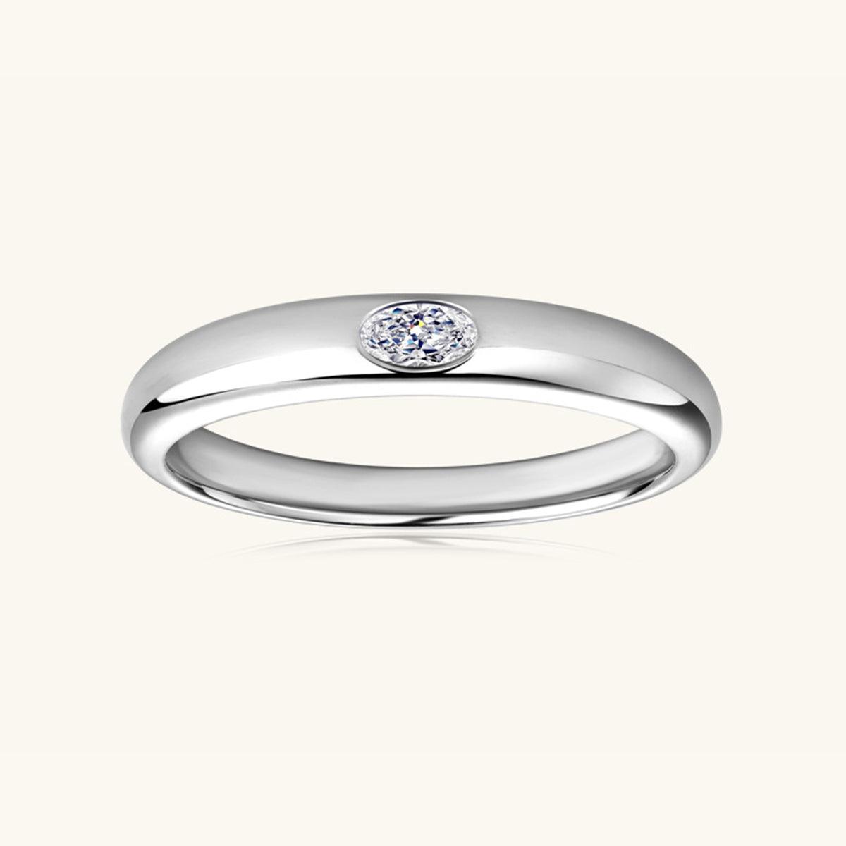 925 Sterling Silver Inlaid Moissanite Ring - Honeypot