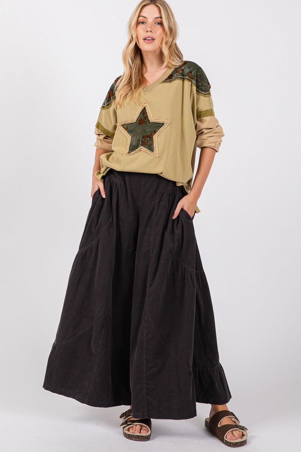 SAGE + FIG High Rise Corduroy Wide Leg Pants - Honeypot