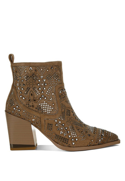 Omishi Stud Embellished Ankle Boots - Honeypot