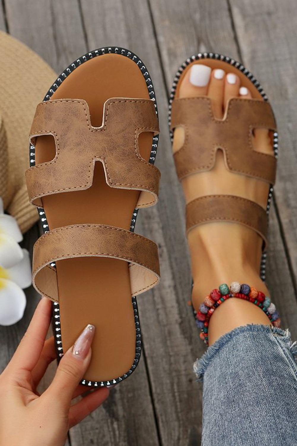 Trendy Cut-Out H Shape Slides - Honeypot