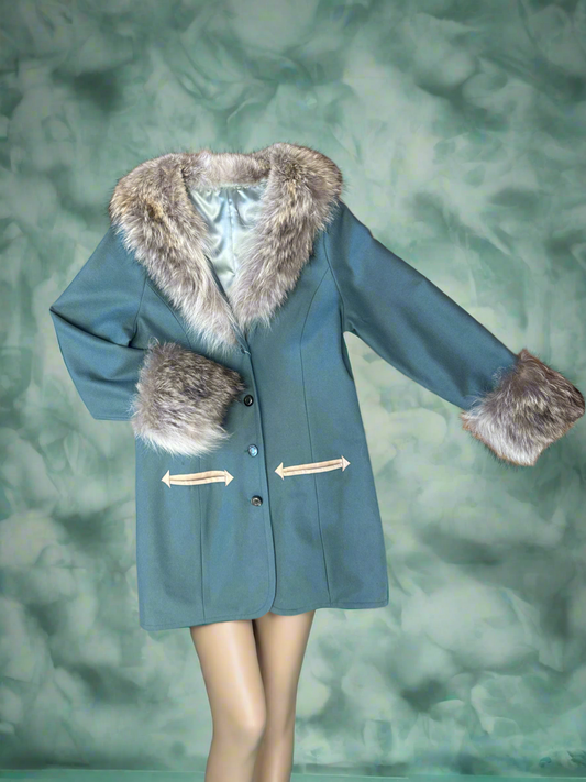 Vintage Wool + Coyote Fur Coat, S/M