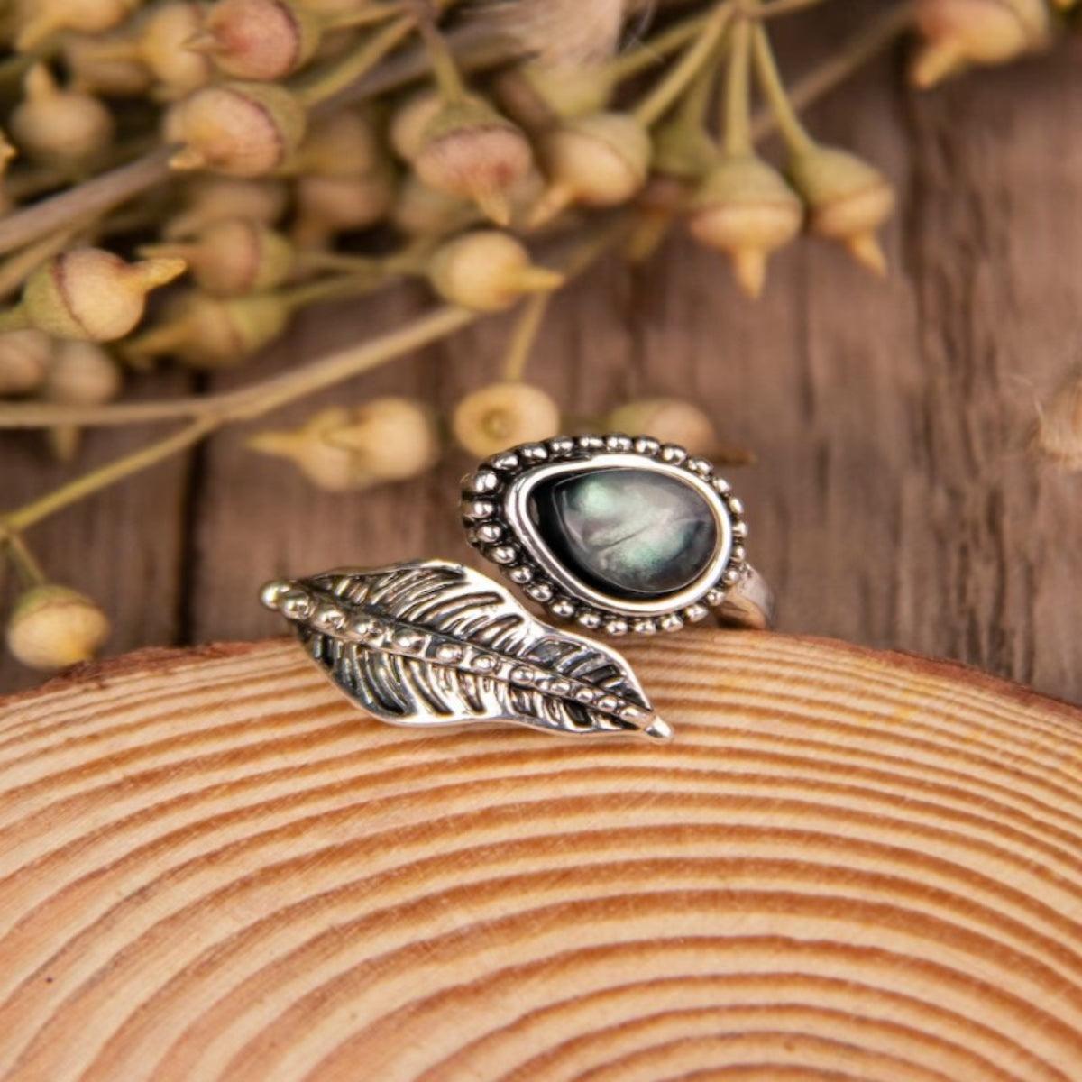 Moonstone Leaf Wrap Ring - Honeypot