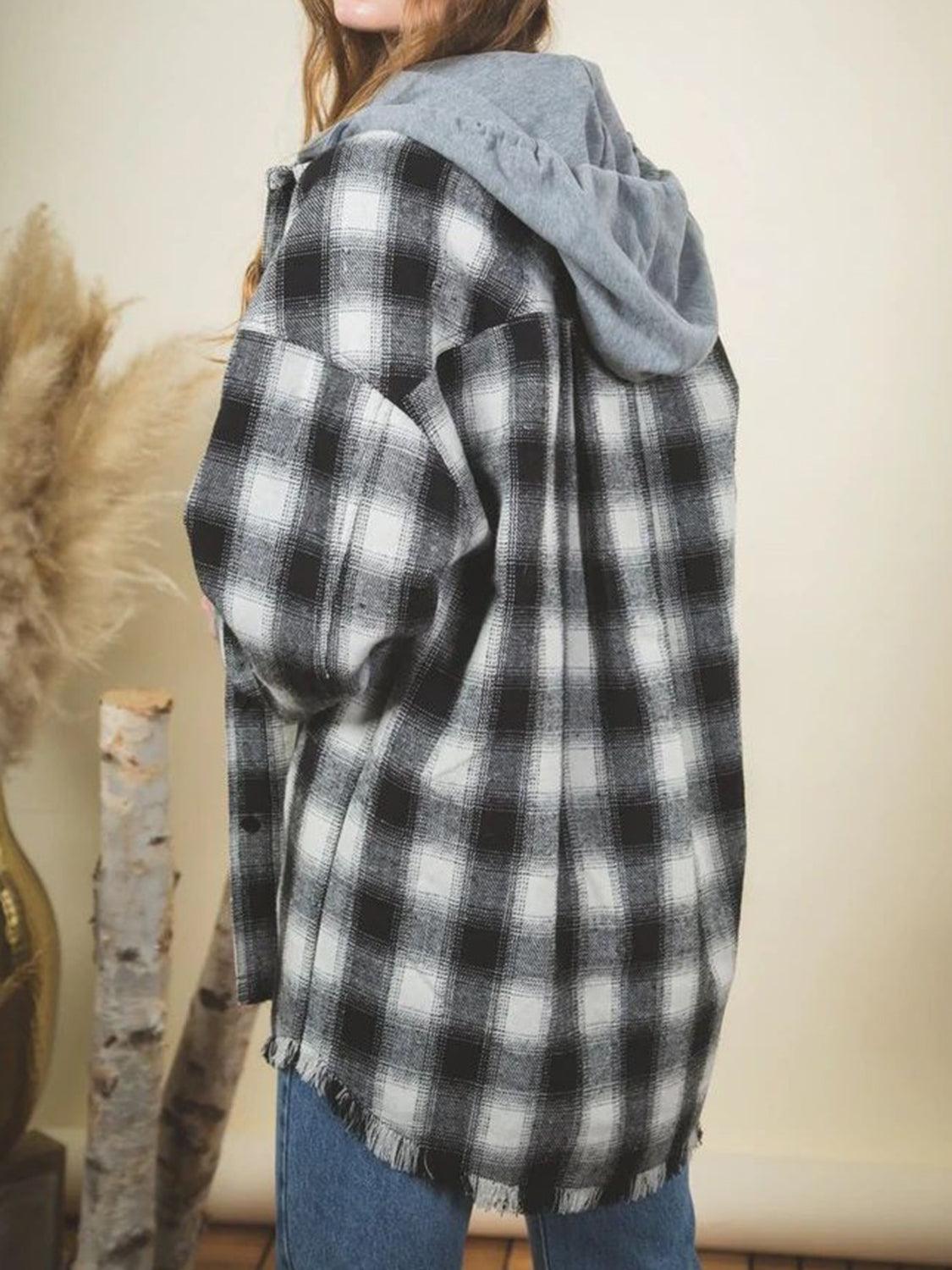 Raw Hem Plaid Long Sleeve Hooded Jacket // Honeypot: New + Vintage High Quality Western Wear