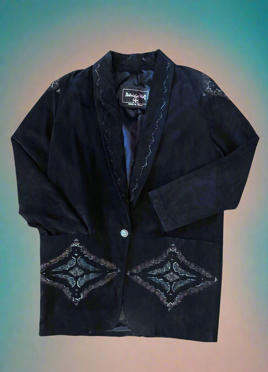 80’s Hand Painted Suede Blazer // Patricia Wolf, L