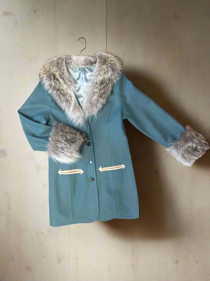 Vintage Wool + Coyote Fur Coat, S/M