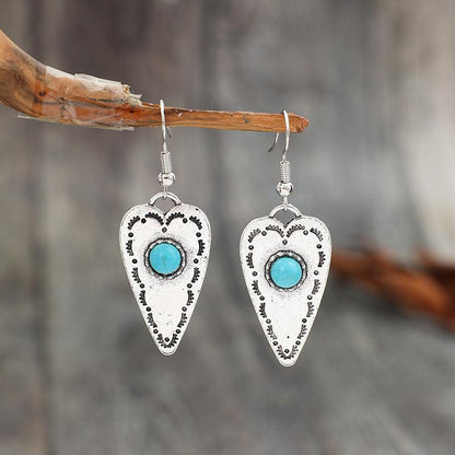 Turquoise Heart Dangle Earrings - Honeypot