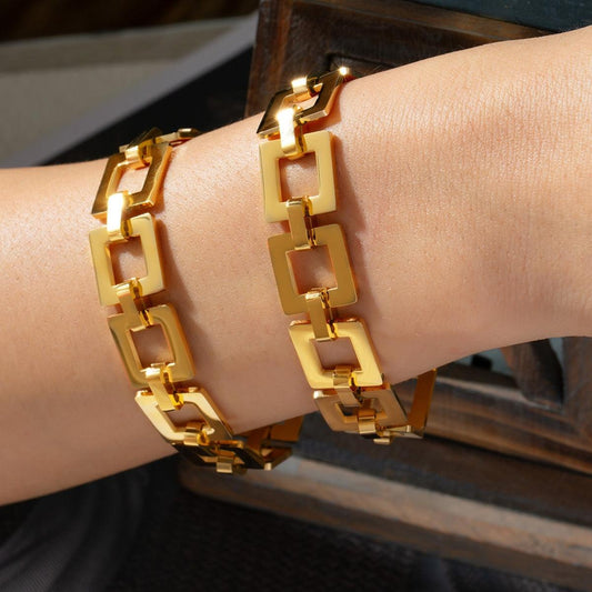 Titanium Steel Hollow Square Chain Bracelet // Honeypot: New + Vintage High Quality Western Wear