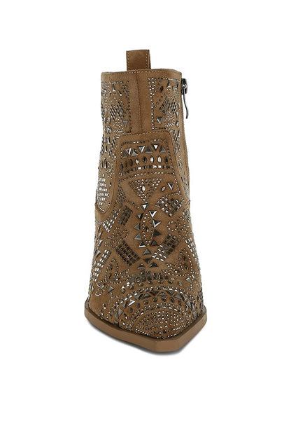 Omishi Stud Embellished Ankle Boots - Honeypot