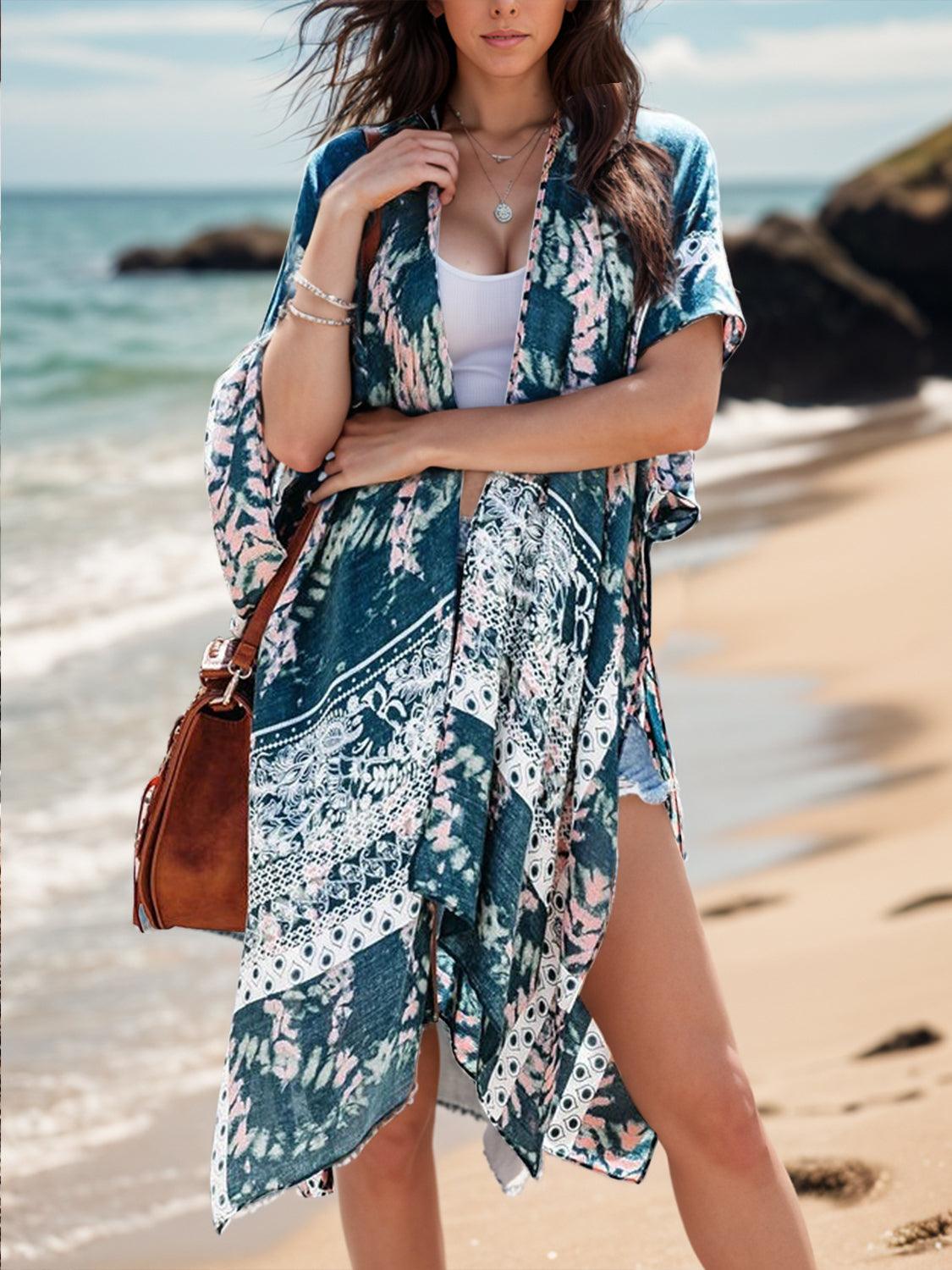 Printed Open Front Cover-Up - Honeypot