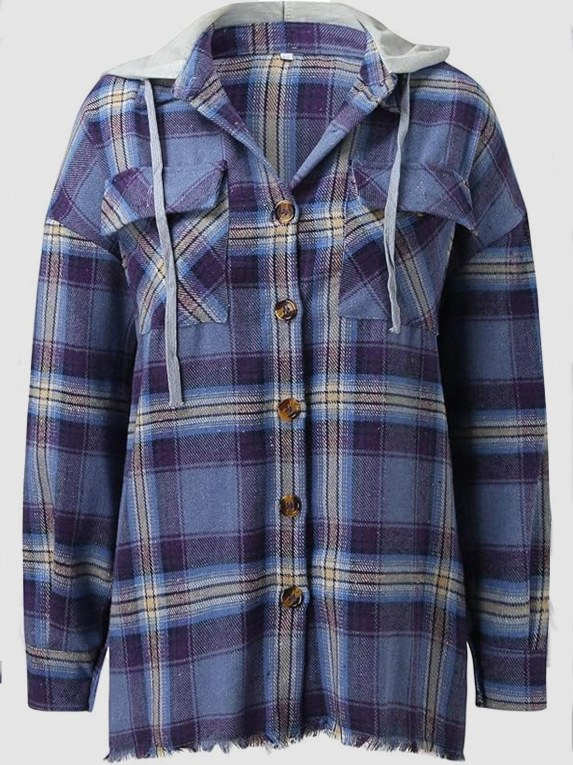 Raw Hem Plaid Long Sleeve Hooded Jacket // Honeypot: New + Vintage High Quality Western Wear