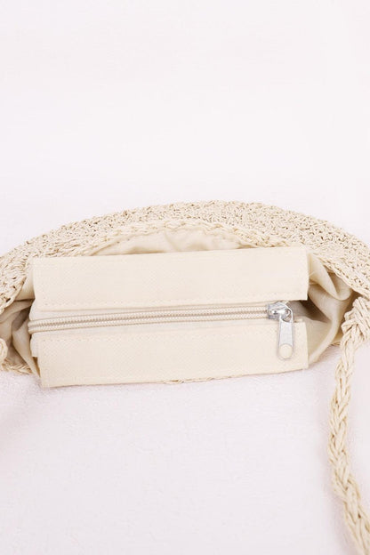 Tassel Straw Braided Strap Shoulder Bag - Honeypot