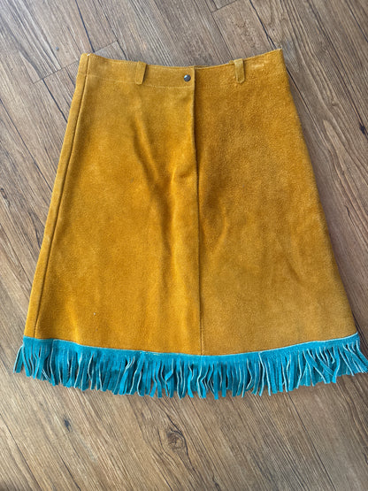 1 of 1 Vintage Suede Fringe Skirt, S