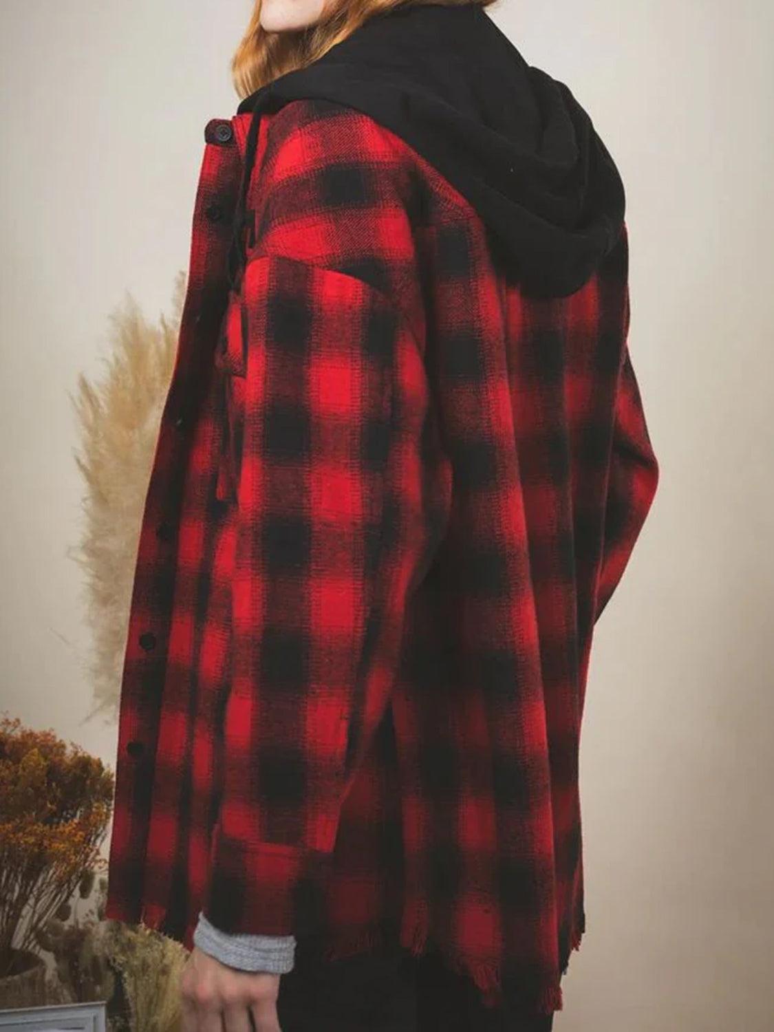 Raw Hem Plaid Long Sleeve Hooded Jacket // Honeypot: New + Vintage High Quality Western Wear