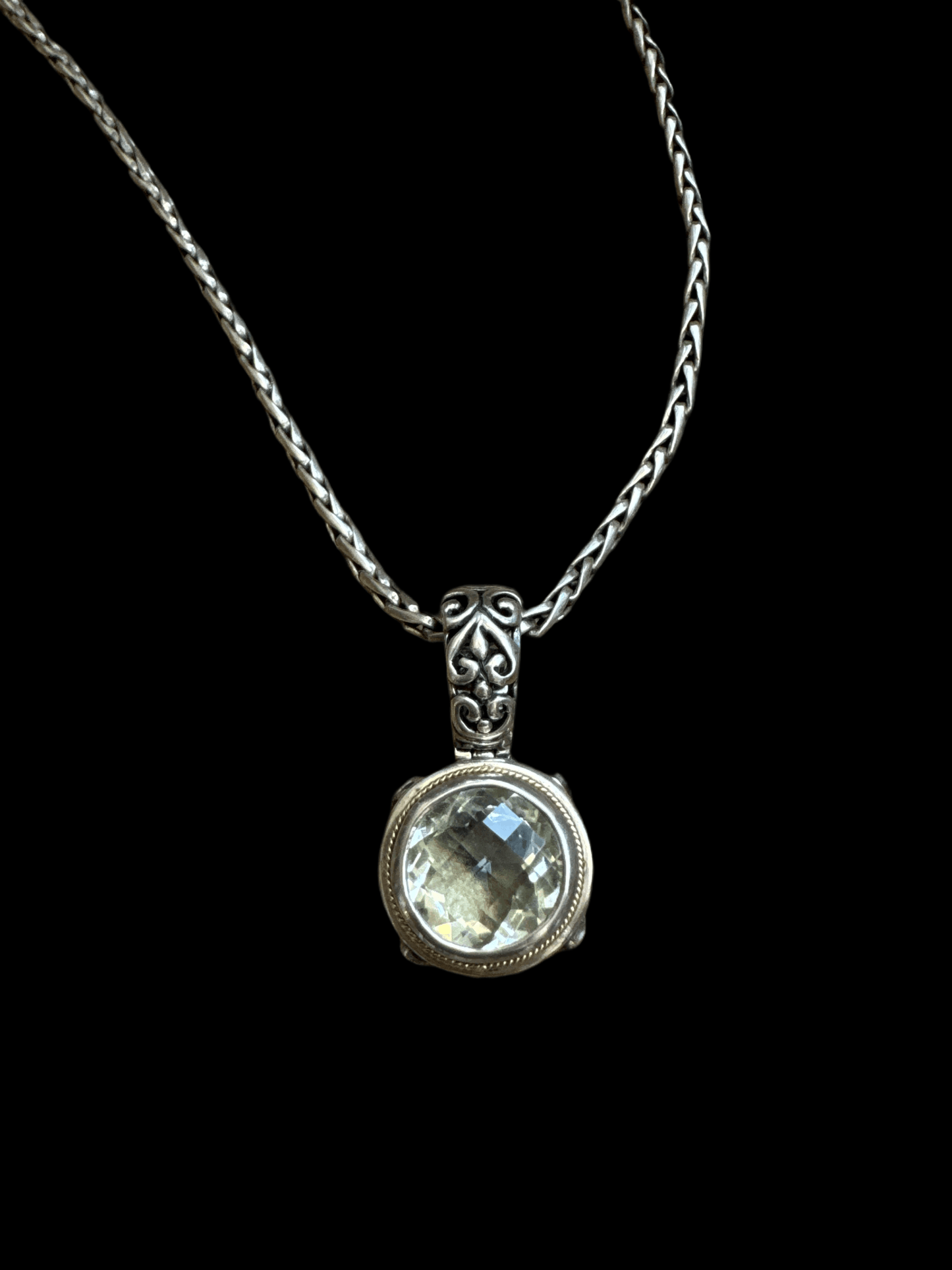 Sterling + Green Quartz Pendant Necklace - Honeypot