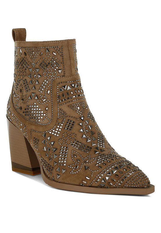 Omishi Stud Embellished Ankle Boots - Honeypot