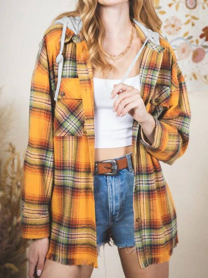 Raw Hem Plaid Long Sleeve Hooded Jacket // Honeypot: New + Vintage High Quality Western Wear