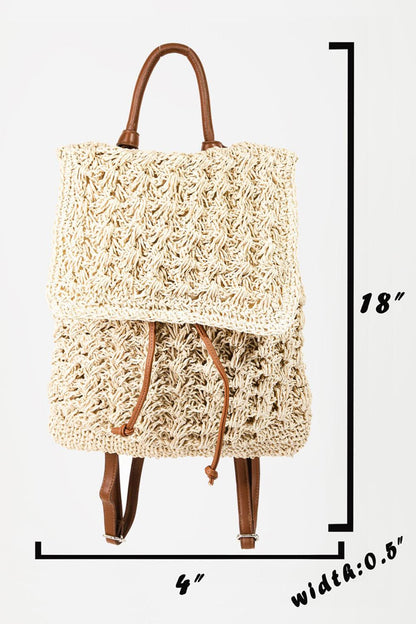 Boho Braided Straw Vegan Backpack - Honeypot