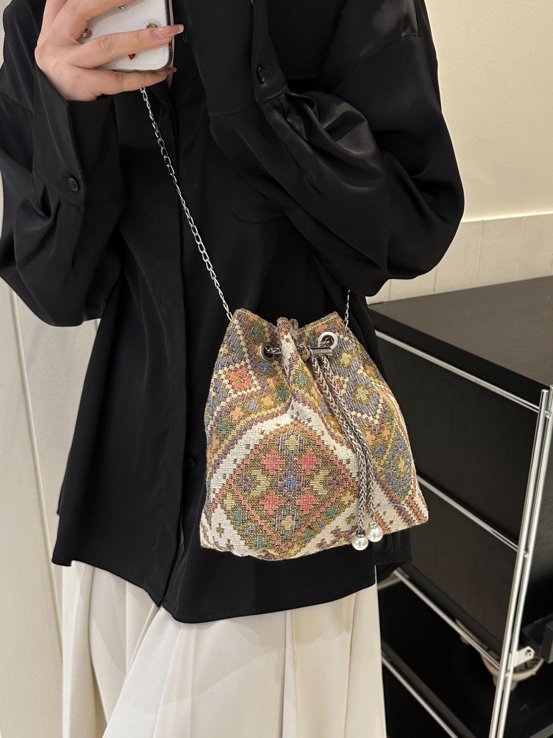 Printed Chain Bucket Bag - Honeypot