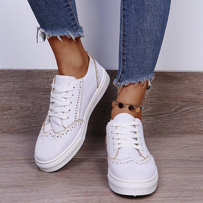 Suede Lace-Up Flat Sneakers - Honeypot